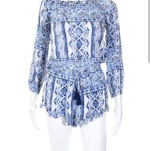 Blue and white romper with cute designs 😍